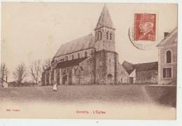 DONTILLY : L'EGLISE - EDITION FASSIER - CPA DOS VERT -  ECRITE EN 1942 - 2 SCANS - - Donnemarie Dontilly