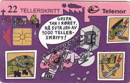 Norway, N066, Fiske, Cartoon, Chip : Gem1Bb, 2 Scans. - Norvège