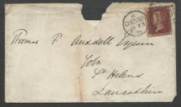 Penny Red On Envelope Looks Like Plate 148  Postmarked Chester SP 13 1875 Does Have A Chunk Out Of Envelope - Covers & Documents