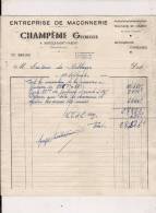 ###Facture De La Maçonnerie Champême à St Varent (2 Sèvres) Pour La Laiterie De Riblaire, Le 12/09/1952 - Old Professions