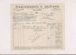 ###Facture Des Ets Delétang, Métallerie à Poitiers Pour Mr Gilbert, Ferblantier à Ouzilly (Vienne), Le 15/11/1949 - Petits Métiers