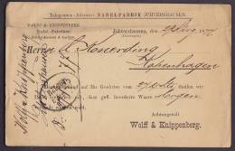 Deutsche Reichpost NADELFABRIK JCHTERHAUSEN 1872 Postkarte To KOPENHAGEN Dänemark Denmark (2 Scans) - Briefe U. Dokumente