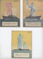 3 Cartes Militaria Bateaux  De Guerre Jeanne D'arc Sous Marin Pasteur Et Entrecasteaux Ill Paul IGETZ 1942 - Manoeuvres