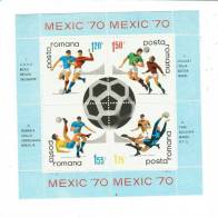 Football, Bloc Feuillet De La Roumanie Pour Le Mondial De 1970 Au Mexique - 1970 – Mexico