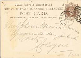 Entero Postal LONDON (Gran Bretaña) 1880 A Alemania - Brieven En Documenten