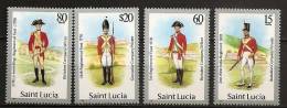 Sainte Lucie 1987 N° 860 / 3 ** Courant, Uniformes, Soldats, Régiment Des Indes De L'Ouest, Infanterie, Grenadier, Fusil - St.Lucia (1979-...)
