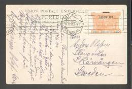 PORTUGAL  1911  LISBOA   CENTRAL  TO  SWEDEN  , POSTCARD  PRACA DE TOUROS DO CAMPO PEQUENO - Macchine Per Obliterare (EMA)