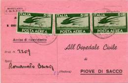 1948 CARTOLINA CON ANNULLO  PIOVE DI SACCO PADOVA - Luchtpost