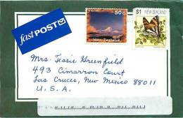 $1 Butterfly, 50 C Mt Ngauruhoe  On Air Letter To USA - Cartas & Documentos