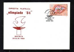 PEACE,DOVE OLYMPIC GAMES,1984,SPECIAL COVER,OBLITERATION CONCORDANTE,ROMANIA - Duiven En Duifachtigen