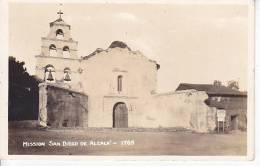 US CA Mission San Diego De Alcala  Vintage Original Real Photo Postcard Ca1940 Ak Cpa [WIN3_378] - San Diego