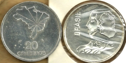 BRAZIL 20 CRUZEIROS MAP FRONT MAN HEAD BACK 150TH ANN. OF INDEPENDENCE 1972 AG SILVER UNC READ DESCRIPTION CAREFULLY !!! - Brasil