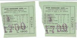 PO4757# 2 Biglietti And. E Rit. - ISCHIA-NAPOLI - Libera Navigazione Lauro - Servizio Linea E Diporto/motonave Anni '60? - Europa