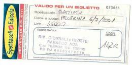 PO4762# BIGLIETTO CONCERTO SPETTACOLO BATTIATO - PELLERINA - TORINO 2001 - Concerttickets