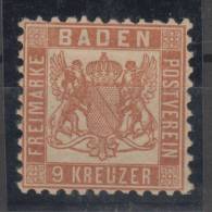 Germany State Baden 9 Kreuzer (Mi#20b) 1862 MH * - Nuovi