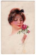 ILLUSTRATORS USABAL SMELLING A ROSE  R&K ERKAL Nr. 302/5 JAMMED OLD POSTCARD - Usabal