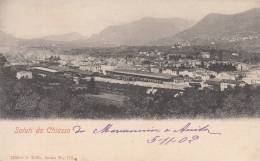 SALUTI DA CHIASSO STAZIONE FERROVIARIA PANORAMA VG 1902 X BUSCA ORIGINALE AUTENTIQUE 100% - Chiasso