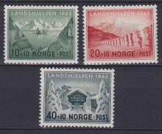 ## Norway 1943 Mi. 292-94 Norwegische Landeshilfe Complete Set MH* - Neufs