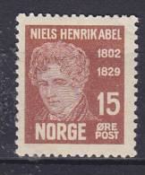 ## Norway 1929 Mi. 151      15 Ø Niels Henrik Abel MH* - Ongebruikt