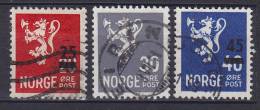 ## Norway 1949 Mi. 339, 343, 347 Wappenlöwe (2 Of Them Overprinted) - Used Stamps