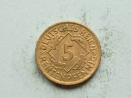 1924 J - 5 RENTENPFENNIG / KM 32 ( Uncleaned Coin / For Grade, Please See Photo ) !! - 5 Rentenpfennig & 5 Reichspfennig