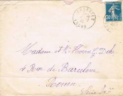 Carta ARDENTES (Indre) 1926 A Rouen - Covers & Documents
