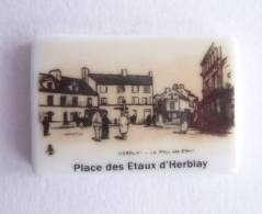 FEVE PUBLICITAIRE PERSO DH - HERBLAY 95 - PLACE DES ETAUX GENRE CARTE POSTALE ANCIENNE Clamecy - Région