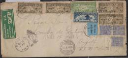 1930  SCADTA, AIRMAIL COVER, “USA” TO BOGOTA. RARE AND MULTIPLE USAGE  BARRANQUILLA RECEPTION MARK AND TRANSIT IN CANAL - Otros & Sin Clasificación