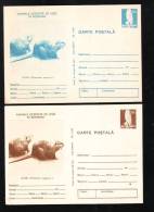 NUTRIE,TWO POSTCARDS,DIFFERENT COLORS,STATIONERY CARD,ENTIER POSTAL,UNUSED,ROMANIA - Rodents