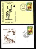 DEER,1995,SPECIAL COVER,TWO COVERS,OBLITERATION CONCORDANTE,ROMANIA - Selvaggina