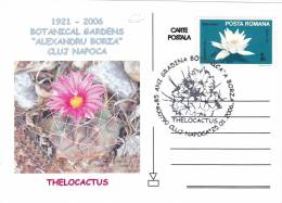 CACTUS,THELOCACTUS,BOTANICAL GARDENS"ALEXANDRU BORZA",2006,POST CARD,OBITERATION CONCORDANTE,ROMANIA - Cactusses