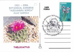 CACTUS,THELOCACTUS,BOTANI CAL  GARDENS"ALEXANDRU BORZA",2006,POST CARD,OBITERATION CONCORDANTE,ROMANIA - Cactus