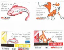 TELECOM ITALIA  CAT.C.& C.  F3145.3146  - EUROPA CARD SHOW, A RICCIONE 1999 ( PESCE- VOLPE)     -   NUOVA - Pubbliche Speciali O Commemorative