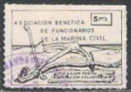 971-SPAIN CIVIL WAR.FALANGE ASOCIACION BENEFICA MARINA CIVIL.5 Pesetas .BARCOS. - Fiscales