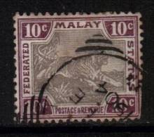 Federated Malay States Scott 23 - SG20d, 1900 Crown CA 10c Tiger Used - Federated Malay States