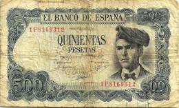 SPAIN 500 PESETAS BLUE MAN FRONT & OLD CASTLE BACK DATED 23-07-1971 P.153 READ DESCRIPTION !! - 500 Peseten