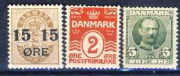 #C1314. Denmark 1904-07. 3 Different. MNH(**) - Ongebruikt