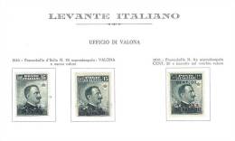 LEVANTE - VALONA - VALORI  SASS. 9 ( * ) - 9A ( ** ) - 10  ( ** ) GOMMA INTEGRA ** ALCUNI VALORI CON LEGGERE MACCHIE - Europa- Und Asienämter