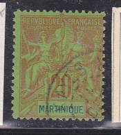 MARTINIQUE N° 37 20C BRIQUE SUR VERT TYPE ALLÉGORIQUE OBL - Altri & Non Classificati