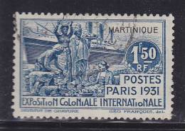 MARTINIQUE N°132 1F50 BLEU EXPOSITION COLONIALE INTERNATIONALE PARIS 1931  OBL - Altri & Non Classificati