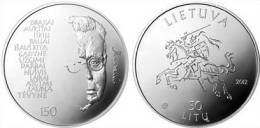 NEW! Lithuania 50 Litu 2012 "Maironis (Jonas Maciulis) 150y" Silver PROOF - Lithuania
