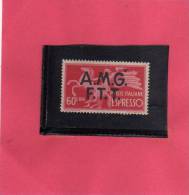 TRIESTE A 1947 AMG-FTT OVERPRINTED ESPRESSI DEMOCRATICA LIRE 60 ESPRESSO MNH BEN CENTRATO - Express Mail