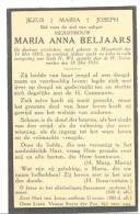 Dodsprentje Mejuffrouw Maria Anna BELJAARS - Maastricht 1885/1931 (sf65) - Birth & Baptism