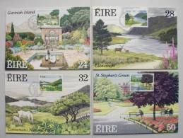 Irland 675/8 MK/MC ESST, Amtlich Nr. 1-4/1989, Parks Und Gärten - Cartoline Maximum