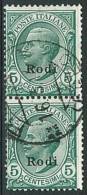 EGEO - RODI  -   SASS. 2  - ANNO 1912  COPPIA VERTICALE USATA - Egeo (Rodi)