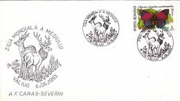 DEER,BUTTERFLY,1993,SPECIAL COVER,ROMANIA - Wild