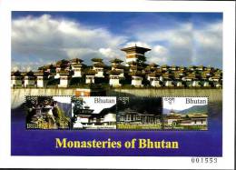 BHUTAN MONASTERIES BUILDING LANDSCAPE  SET OF 4 ON M/S 2006 MINT SG? READ DESCRIPTION !! - Bhutan