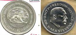 SIERRA LEONE $1 LEONE LION ANIMAL FRONT MAN HEAD BACK 1974 AG SILVER  UNC KM26a READ DESCRIPTION CAREFULLY!! - Sierra Leona