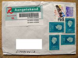 Cover Sent From Netherlands To Lithuania, Registered, On 1997, Juliana Regina, Februaristaking   Hand - Lettres & Documents