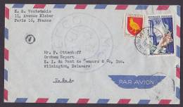 ## France Airmail Par Avion PARIS 1956 Cover Lettre WILMINGTON Delaware United States USA Etats Unis Frontside Watermark - 1927-1959 Briefe & Dokumente